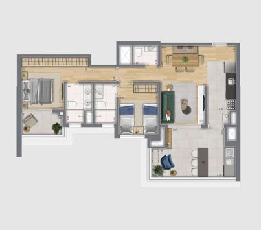 Perspectiva atistica da planta 86m²