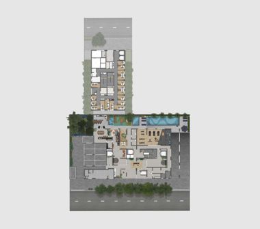 Perspectiva artística da implantação térreo