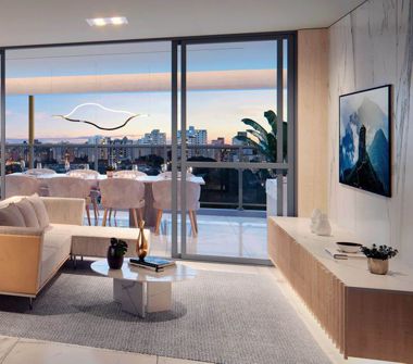 Perspectiva artística do living unidade 144m²