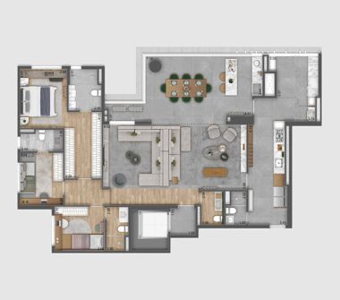 Perspectiva ilustrada da planta 177m² 3_suítes