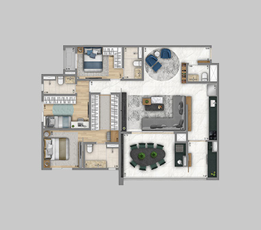 Perspectiva artística planta 125m²