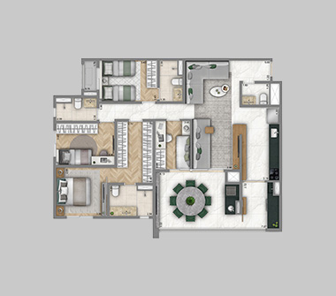 Perspectiva artística planta 125m² opção