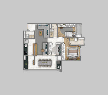 Perspectiva artística planta 80m²