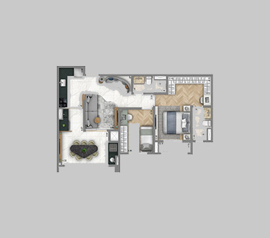 Perspectiva artística planta 69m²